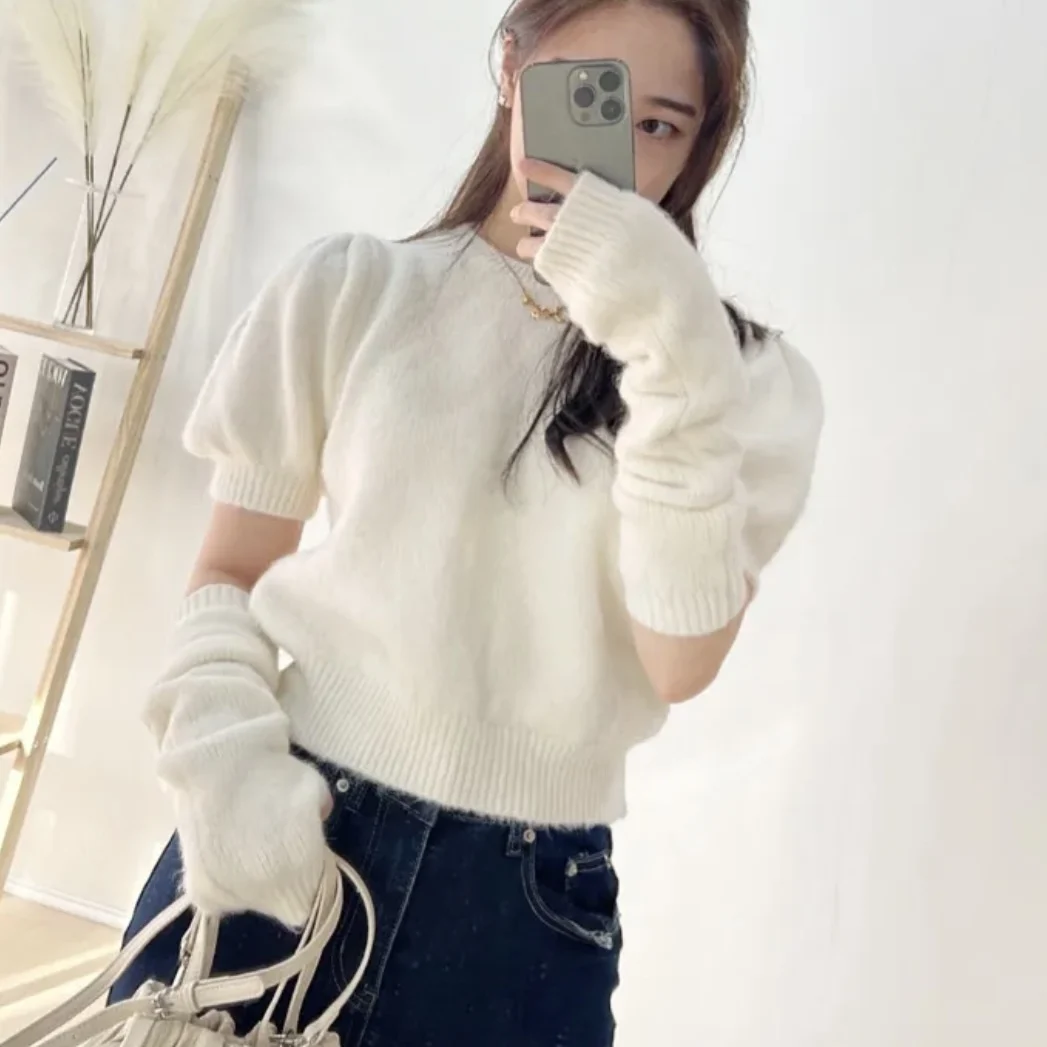 

Весенняя коллекция 2026: Корейский шик, непринужденный стиль, универсальный свободный вязаный топ с объемным дизайном для женщин