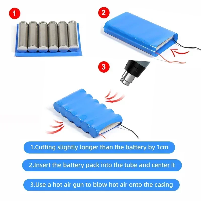 1 Meter 18650 Battery Pack Wrap Width 50mm ~ 188mm PVC Heat Shrink Tube Insulated Wrapping Film Wire Protection Case Cover