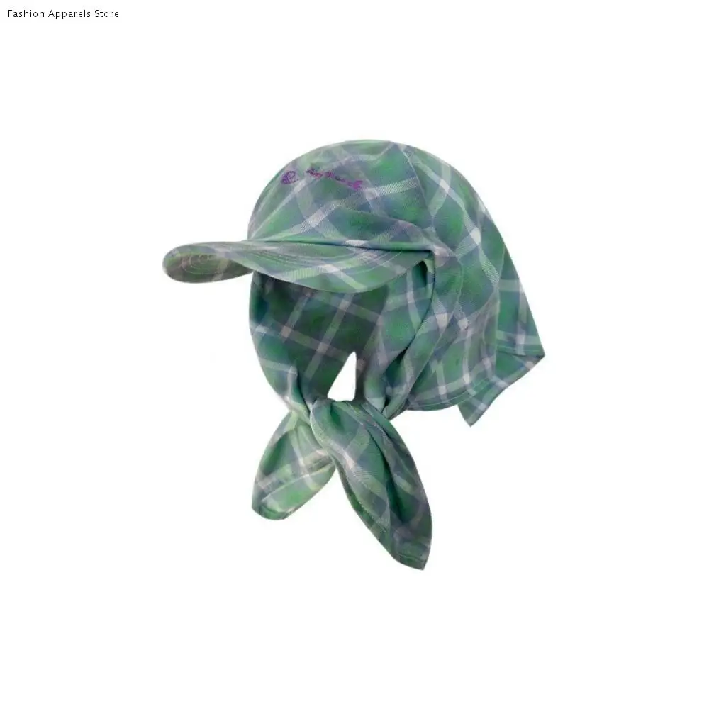 

Retro Plaid Headscarf Baseball Cap Jennie Same Style Nylon Sunscreen Beach Hats Korean Style Sunscreen Hat Peaked Cap Men