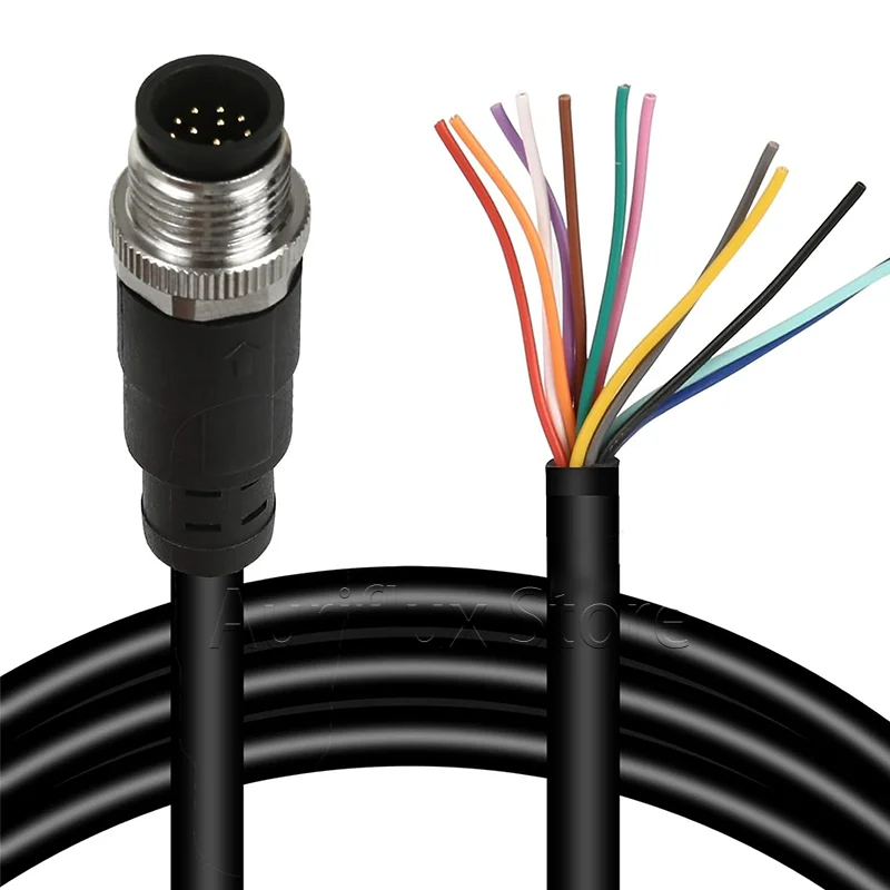 M12 الاستشعار موصل كابل الطيران-ذكر/أنثى 4/5/8 دبوس 1 متر/2 متر/5 متر مقبس الطيران كابل كهربائي مقاوم للماء