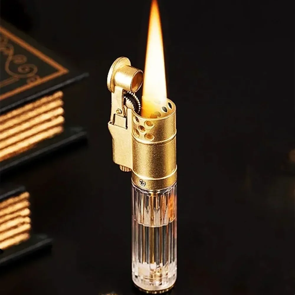 New Retro Kerosene Lighter High-efficiency Flint Wheel Transparent Oil Tank Old-fashioned Grinding Wheel Durable Lighter