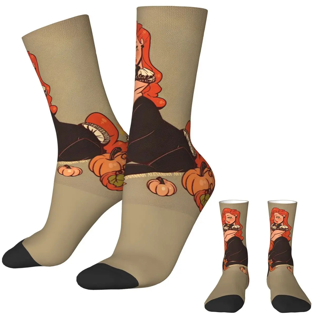 

Halloween Stockings beauty and Pumpkin Design Gothic Autumn Anti Bacterial Socks Adults Men Outdoor Sports High Quality Socks