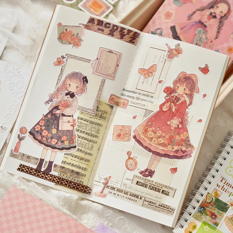 Imagem -04 - Bonito dos Desenhos Animados Menina Vida Diária Série Adesivos Kawaii Scrapbook Materiais Faça Você Mesmo Menina Papelaria Telefone Escudo Suprimentos Arte Decoração