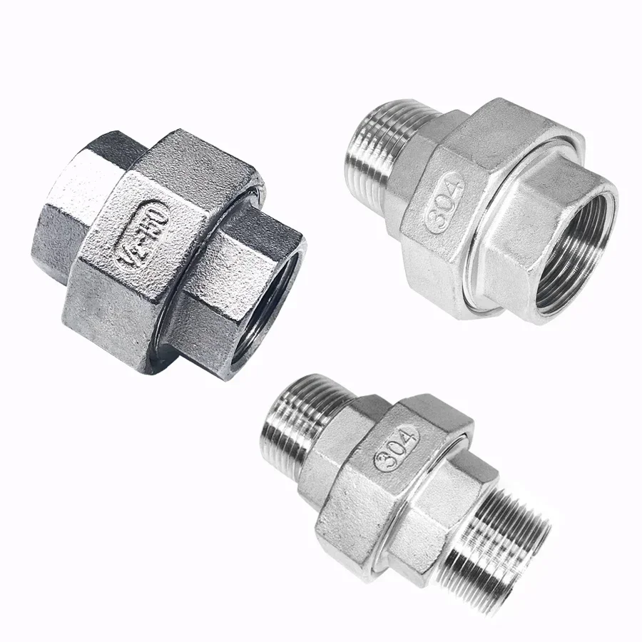 

304 Stainless Steel Union Joint Coupling 1/4 3/8 1/2 3/41 1-1/4 1-1/2" 2" Bsp Female Male Thread Cast Pipe Fitting