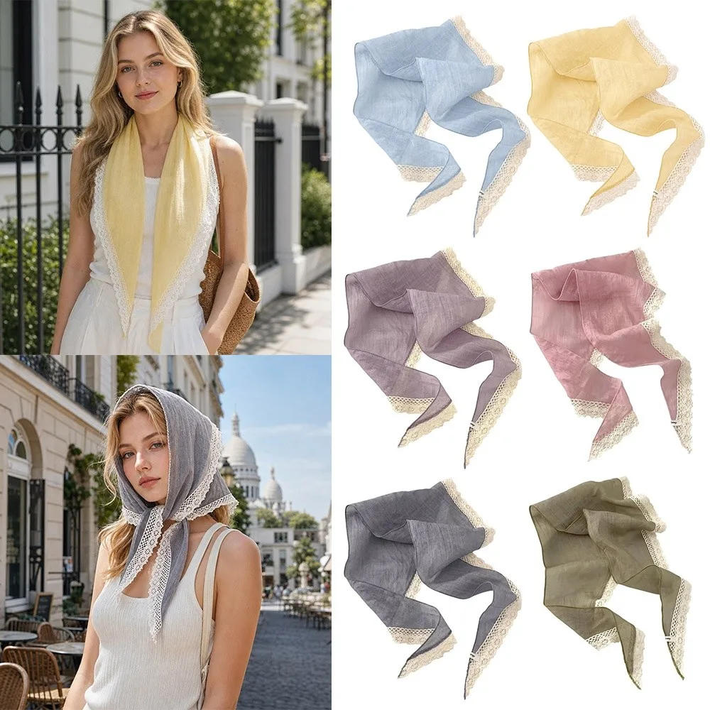 Gifts Ramie Headscarf Ribbon Style Solid Neckerchief Headband Wrap Waist Belt Hair Accessories