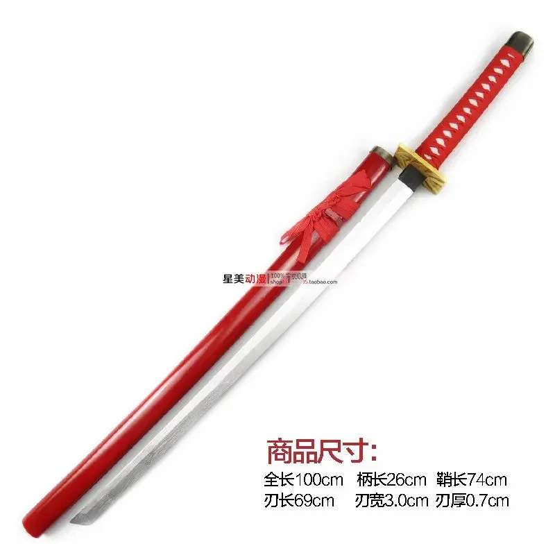 Anime BLEACH Abarai Renji Wooden Sword Katana Zabimaru Red Scabbard Cosplay Props Decorative