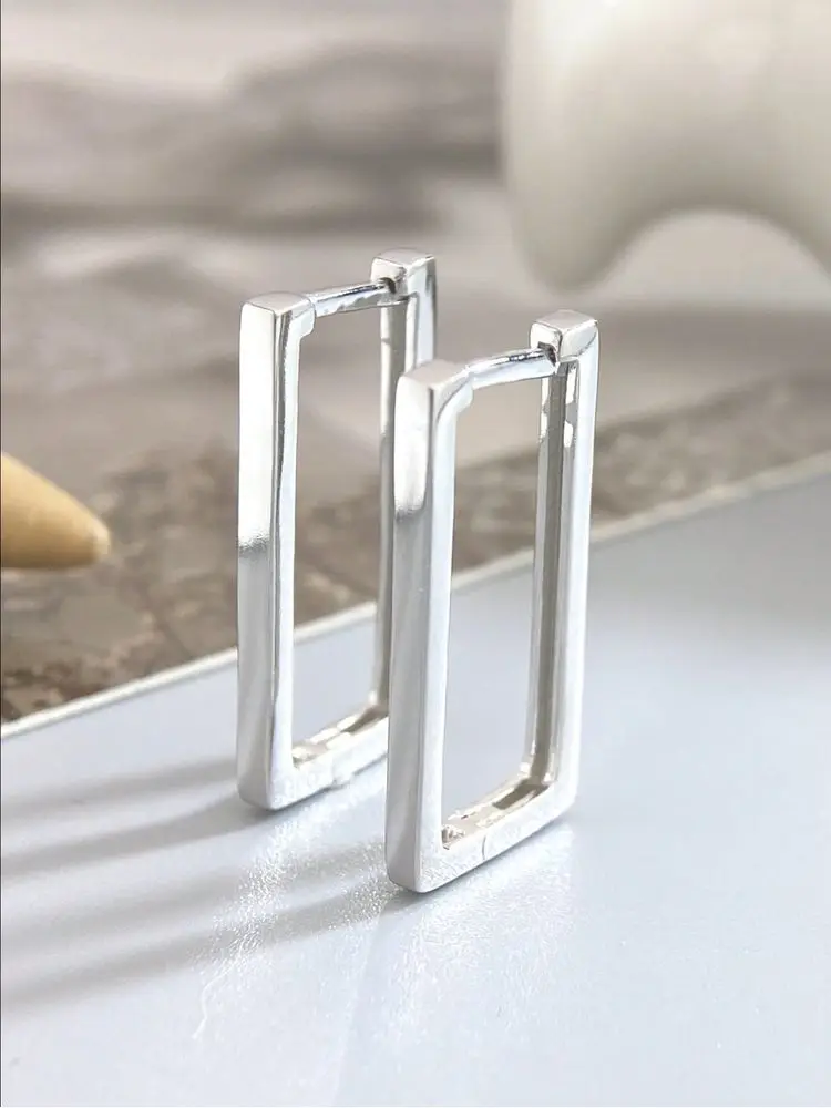 925 فضة موضة بسيطة الهندسة ساحة هوب القرط للنساء المشاركة الزفاف الفاخرة عالية الجودة غرامة مجوهرات