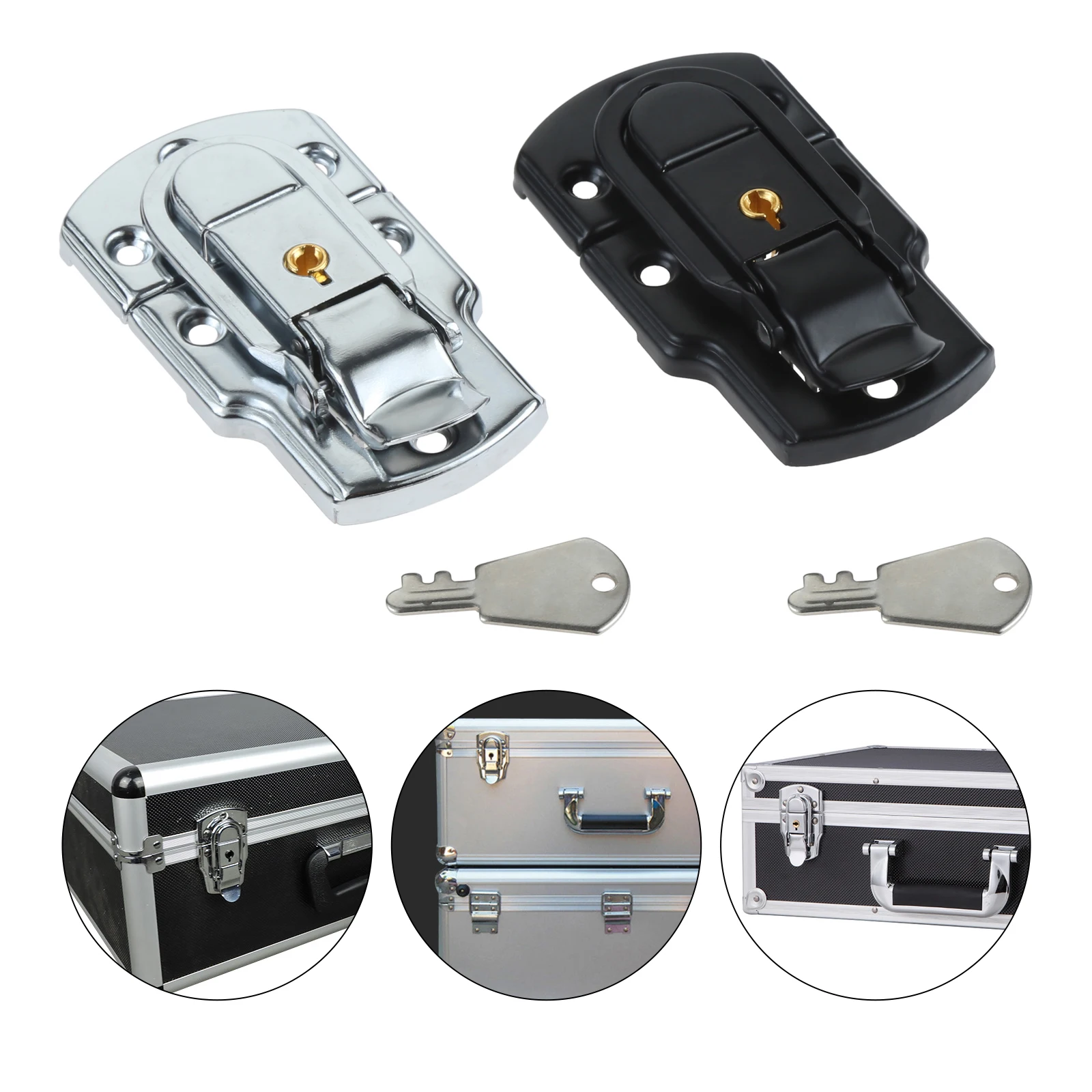 Metal Tools Box Latch Clasp with Keys 89*50mm Cabinet Boxes Toggle Latch Hasp Lock for Suitcase Wooden Cases Aviation Box 1pc