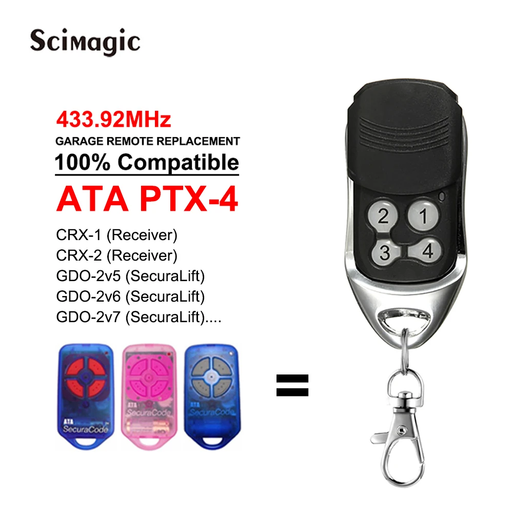 Cloning ATA PTX4 PTX-4 Securacode 433.92MHz Rolling Code Garage Door Remote Control Gate Command Opener