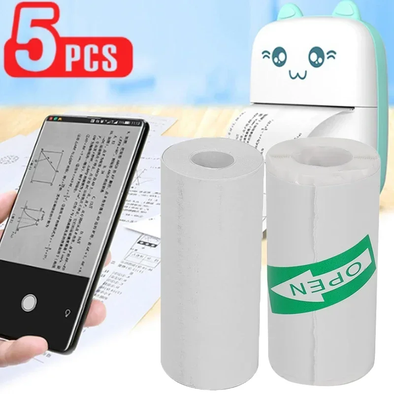 1/3/5 Rolls 57x25mm Mini Printer Thermal Paper Label Sticker Self-adhesive Paper for Kids Instant Print Camera Pocket Printer