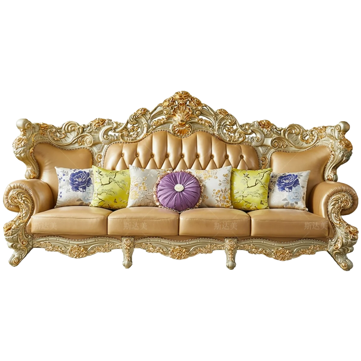 

European leather sofa 1234 combination living room luxury large apartment villa furniture French luxury sofa all solid wood