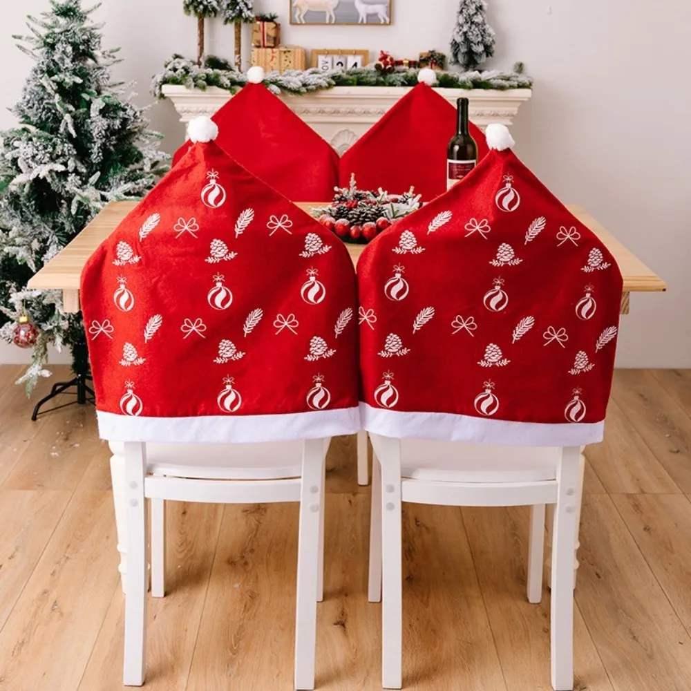 Simple Cartoon Christmas Chair Cover Cloth Santa Claus Xmas Dinner Chair Seat Cover Elk Soft Christmas Table Decor Kitchen