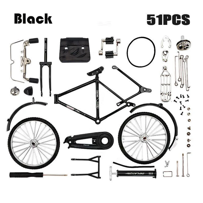 Mini Bike Model Alloy Bicycle Metal Bike Sliding Assembled Version Simulation Collection Gifts for Children DIY Assembling Toys