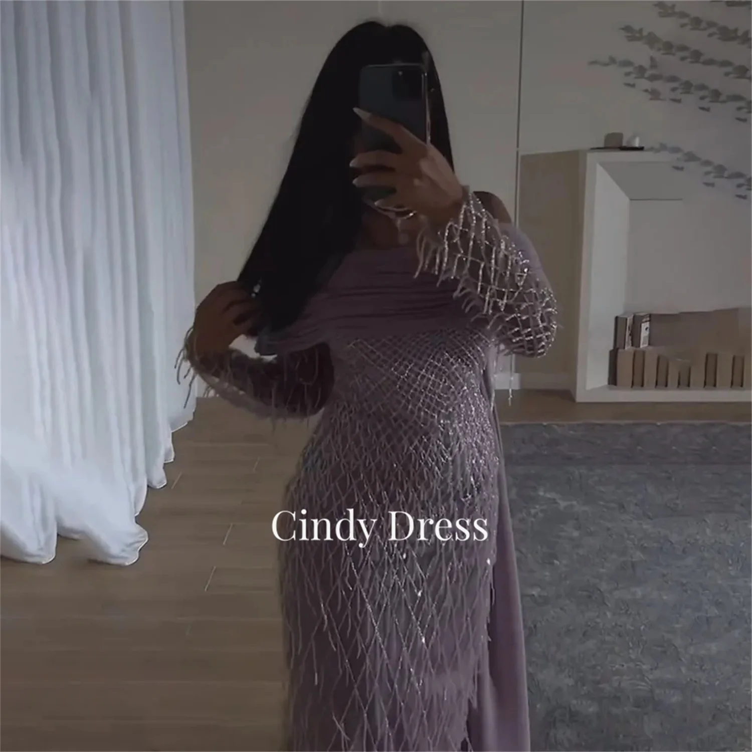 Cindy Saudi Arabia Chiffon Manual Beads Off the Shoulders Gala Dresses 2024 Elegant Evening Dress Woman Ball Gowns