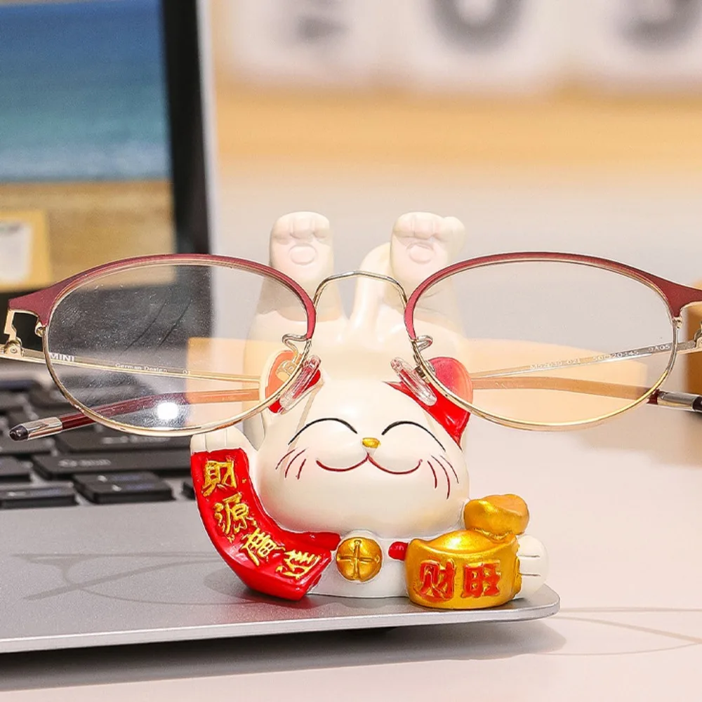 

Figurine Miniature Items Lucky Cat Phone Holder Chinese Style Resin Crafts Animal Mobile Phone Stand Realistic Exquisite