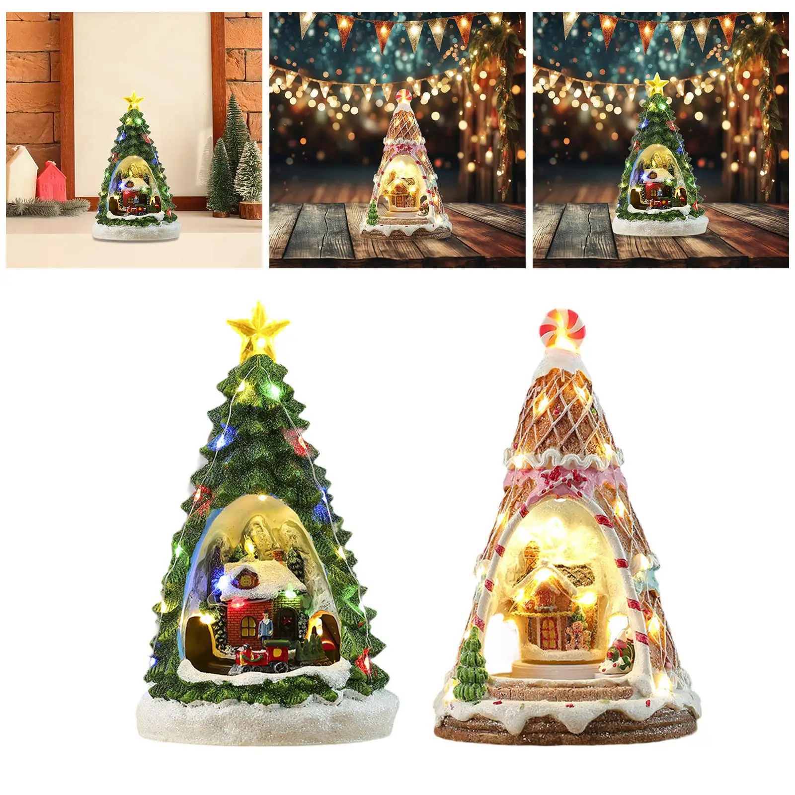 Christmas Music Box Figurine Crafts Decor Decoration Christmas Music House for