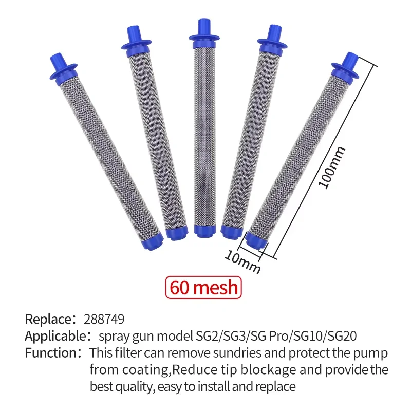 Imagem -03 - Filtros Mal Ventilados da Pistola da Malha 60 100 para Modelos da Pistola de Pulverização Sg10 Sg20 sg Pro Sg2 Sg3 Filtro Mal Ventilado da Pistola