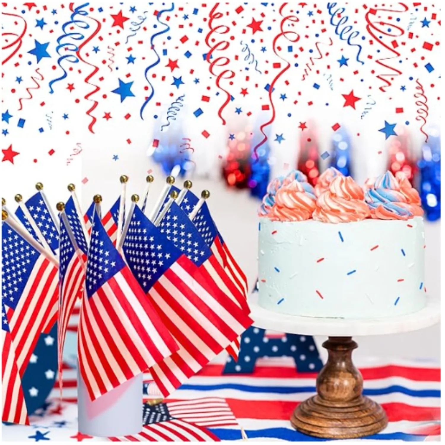 50pcs/20pcs American USA Flags on Sticks for 4th July Decorations, America Small Flags for Memorial Day Independence Day Decor
