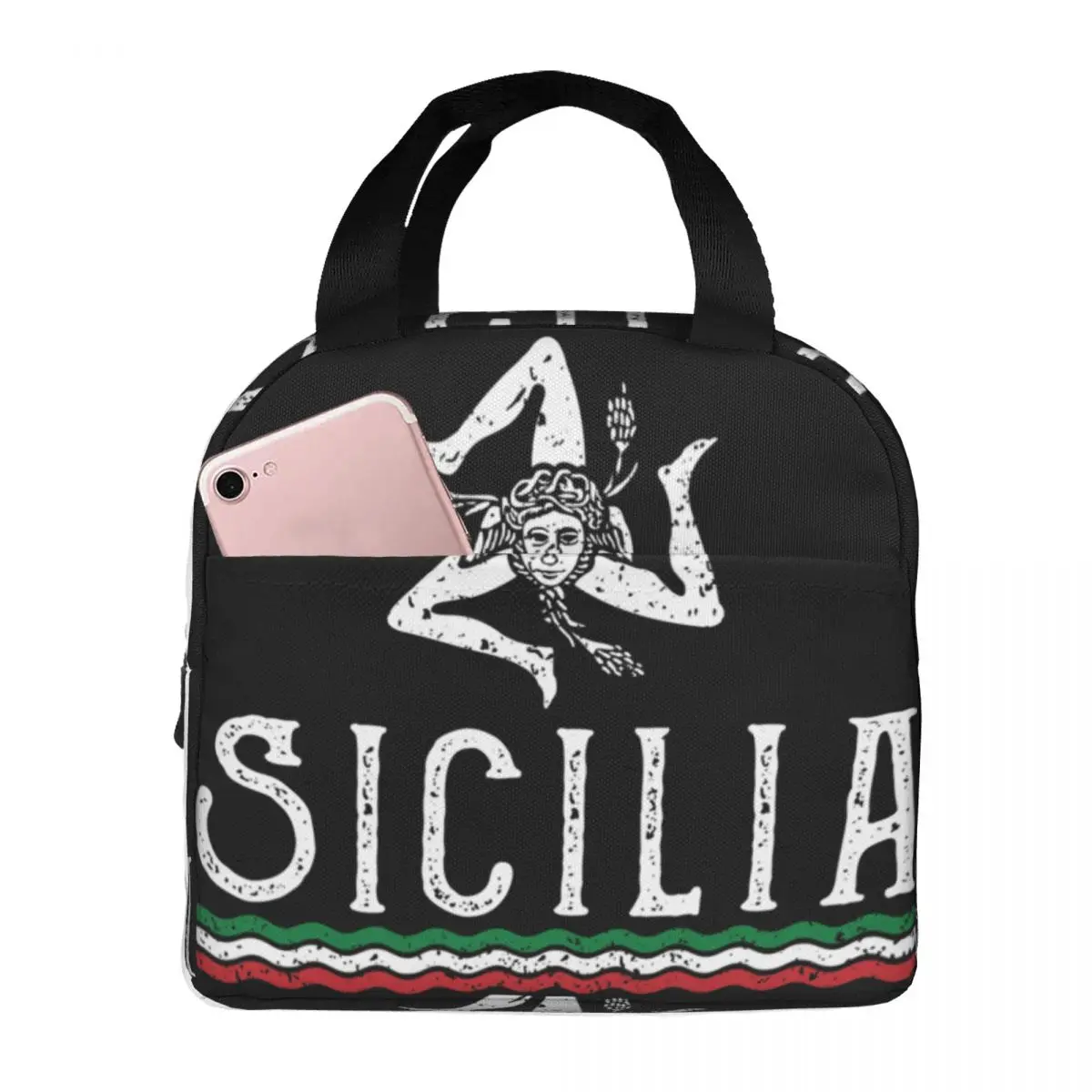 Italian Island Sicily Flag Insulated Lunch Bag Women Leakproof Sicilian Bandiera Cooler Thermal Lunch Tote office Work School