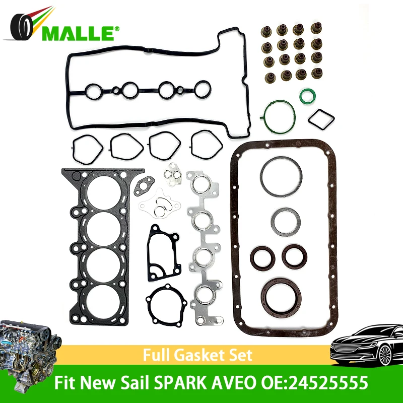 

1.2L Car Repair Parts Overhaul Gasket Kit 24525555 For Chevrolet New Sail SPARK AVEO LMU B12D1 Engine Cylinder Head Gasket Set