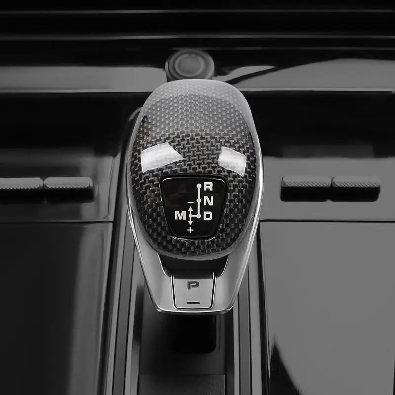 Real Carbon Fiber Car Gear Head Knob Gear Lever Cover For Porsche Cayenne Panamera 971 2018-2023 Interior Replacement Parts