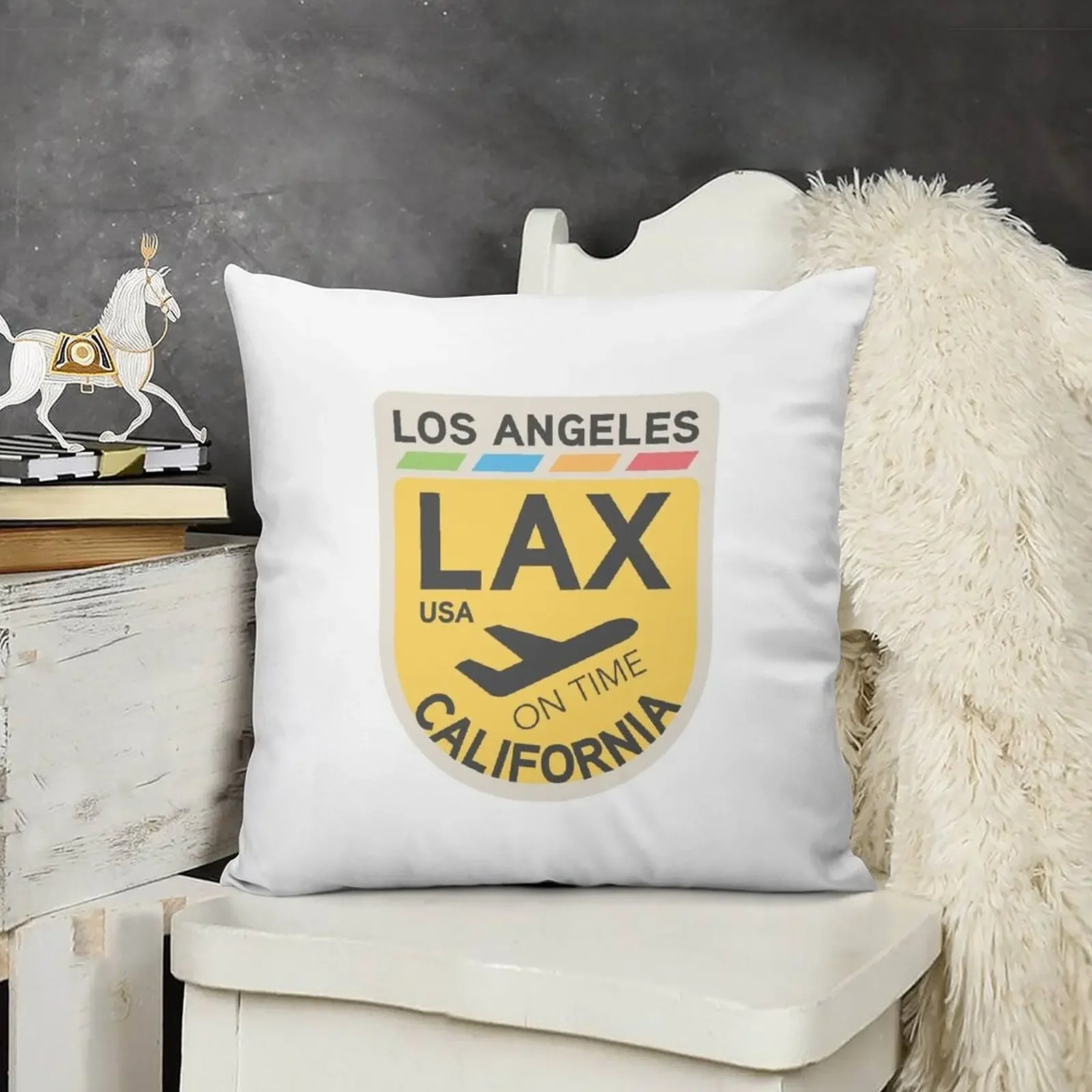 Los Angeles airport code v-colors 6 Throw Pillow Cushion Covers For Living Room Embroidered Cushion Cover pillow