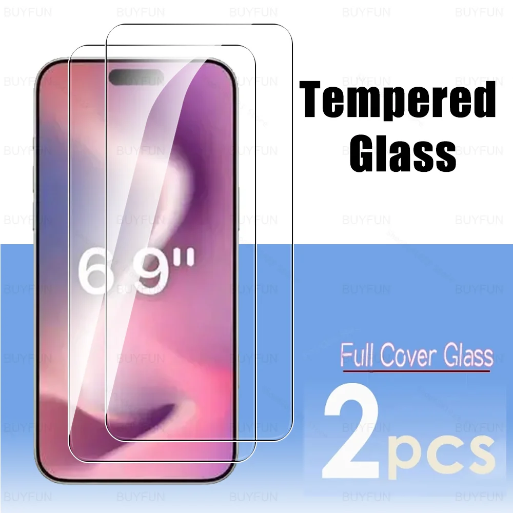 2 шт. прозрачное закаленное стекло для iPhone 16 Pro Max Защитная пленка для экрана HD Стекло для iPhone 16 Pro Max Защитная пленка для iPhone 16 Plus