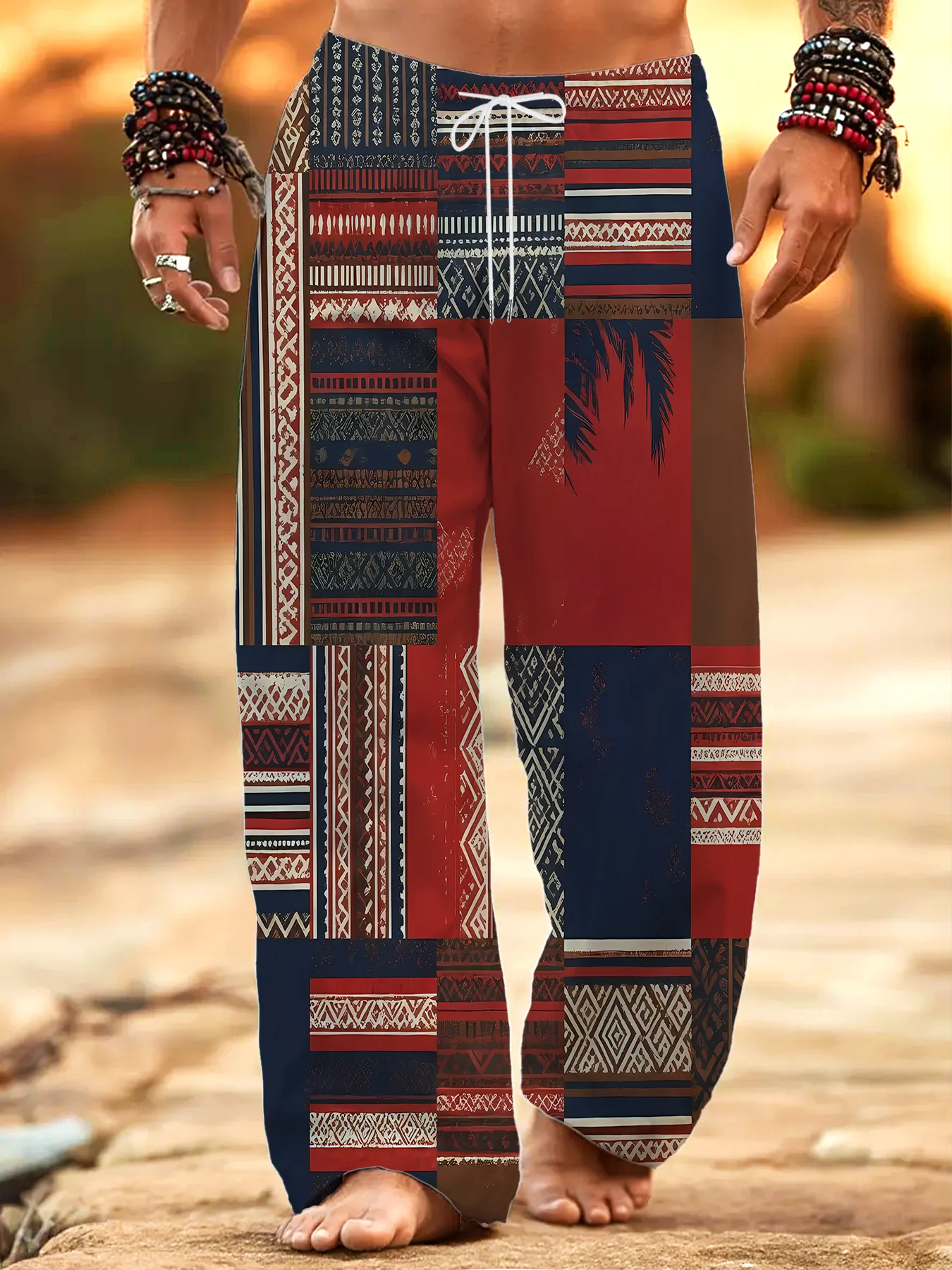 New Arrivals Ancient Tribal Cave Print Unisex Jogger Pants, Straight‑Leg Casual Sweatpants For Beach Hippie Festival Daily Wear