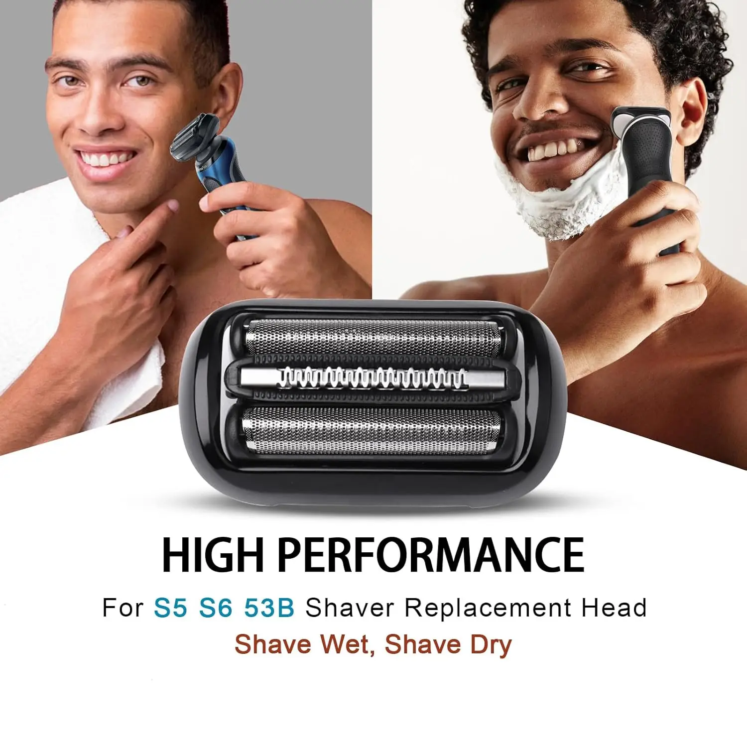 Brangdy 53B Foil & Cutter Replacement Head Compatible with Braun Series 5 5020s 5018s 5050cs 6020s 6040cs 6072cc Electric Shaver