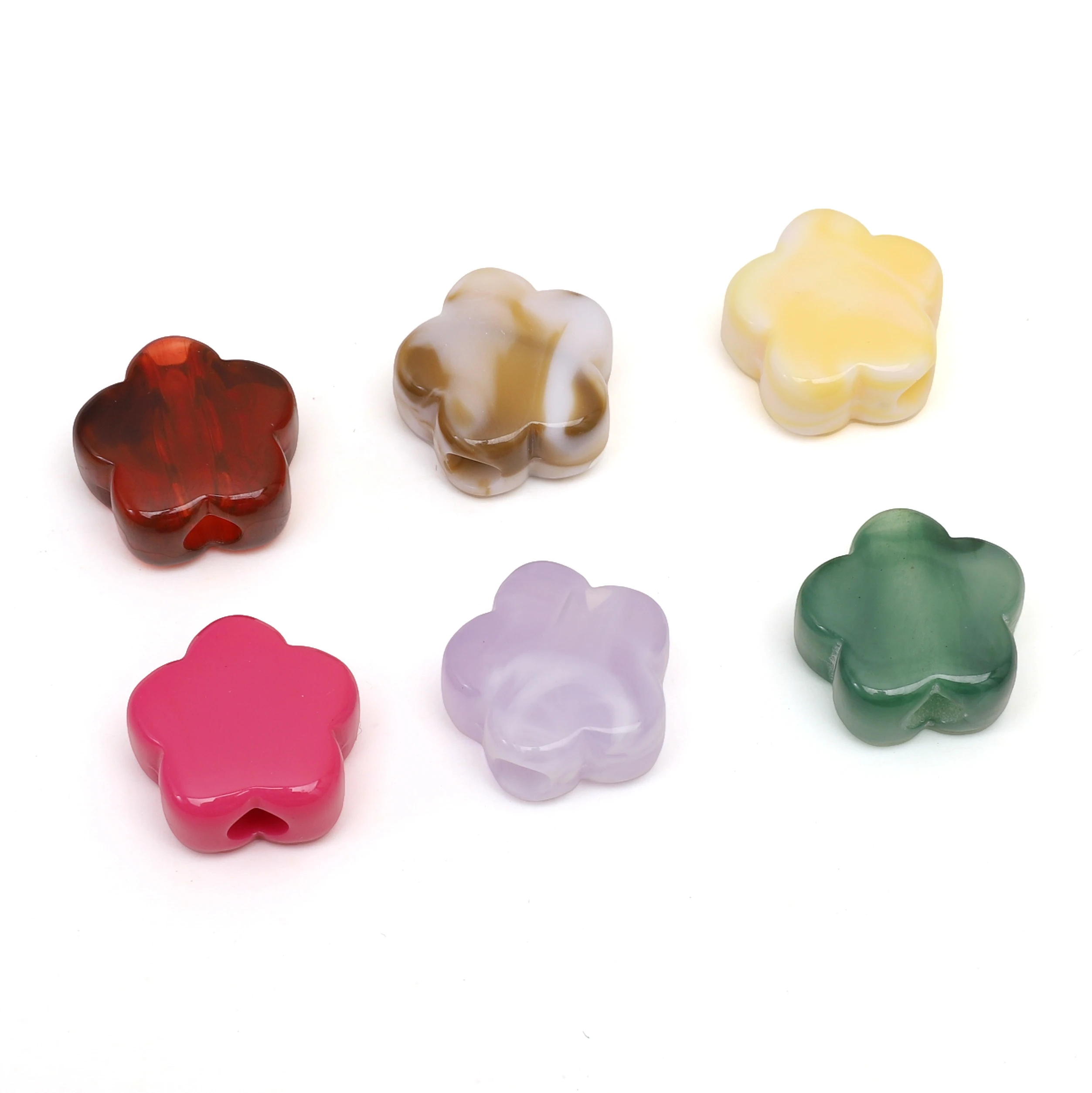 10/30 Stück 15x14mm Modische Einfarbige Blumenperlen Acryl Lose Perlen DIY 3,5mm Loch Handgefertigt für Schmuckherstellung Zubehör – Detail 1