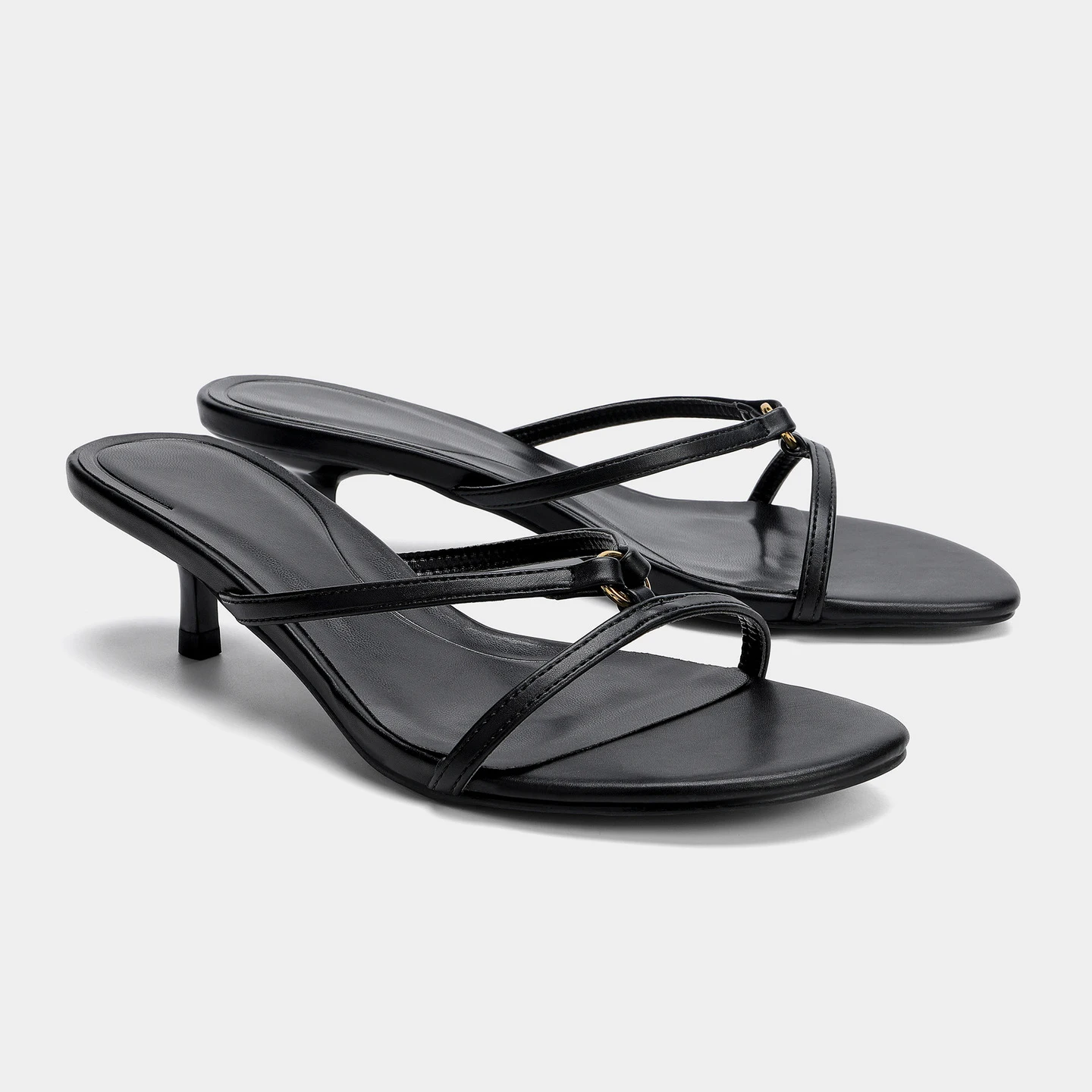 

Women's slippers summer black elegant slim heel soft sole comfortable brand designer dinner high-heeled sandals large size