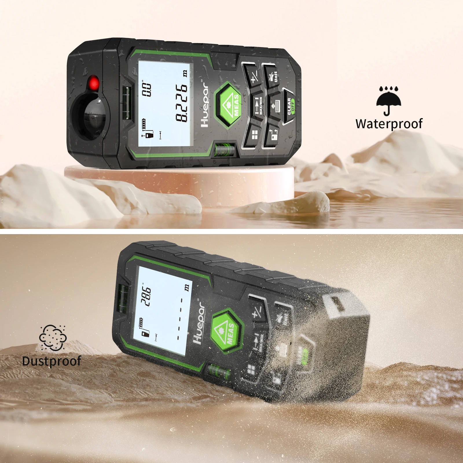Лазерный дальномер Huepar X6, дальномер 330 футов/100 м (165 футов/50 м, 390 футов/120 м) с режимами измерения M/in/FT и датчиком угла