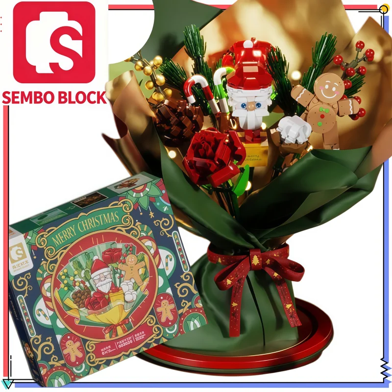 Senbao Building Blocks Christmas Limited Edition Commemorative Gift for Girls Gift Bouquet Model Assembly Building Blocks Toy
