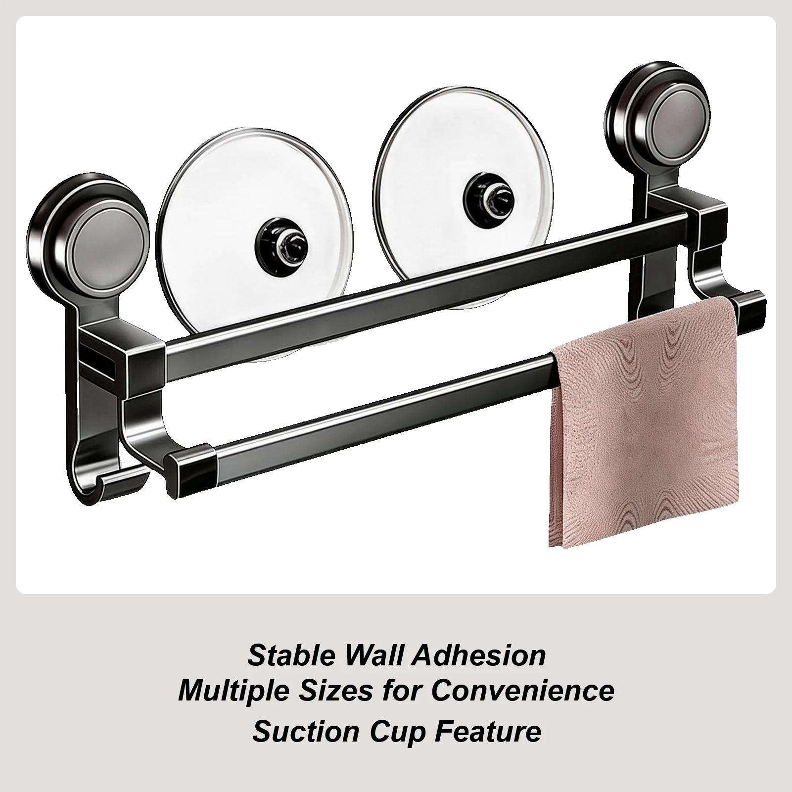 

Suction Cup Towel Bar For Shower Double Pole No-Drill Rack Punch-free Towel Bar For Apartment Home Bathroom Shower Glass Mirror