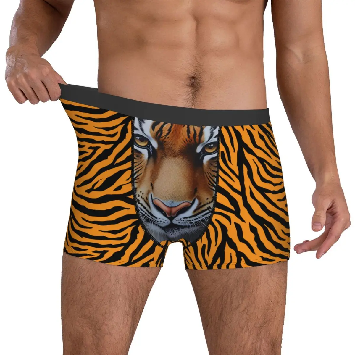 

Tiger Face Boxer Shorts Pouch Underwear Quality Design Shorts Briefs Breathable Men Underpants Large Size