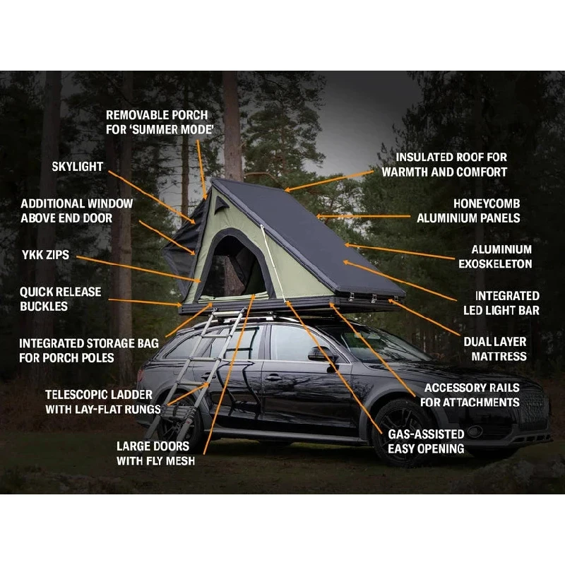 Best Selling Waterproof Rooftop Tent SUV Outdoor Camping Summer Double Layer Foldable Aluminium Alloy Hard Double