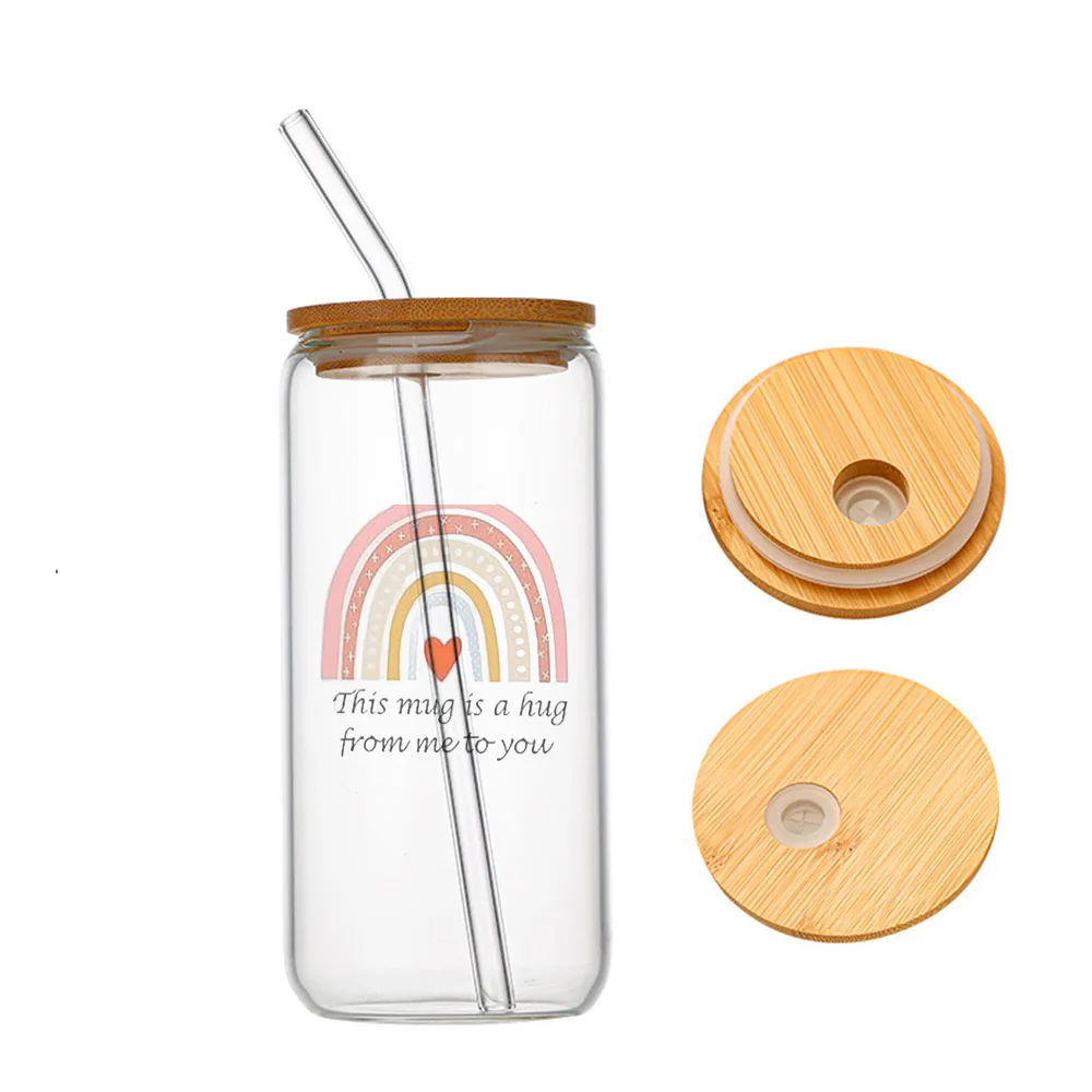 

This Mug Is a Hug From Me To You Glass For Heat Resistant High Drinking Cup With Straws Lids 16 oz
