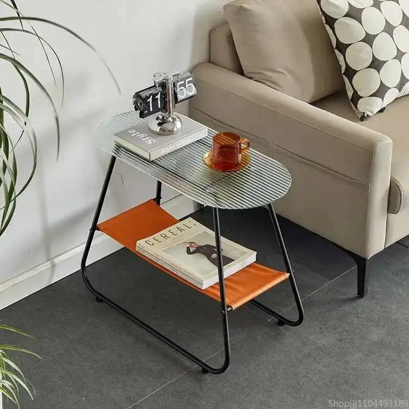 Slim Side Table | Modern Glass End Table with Gold Frame, Multi-Functional for Sofa/Airbnb/Small Aurora Spaces