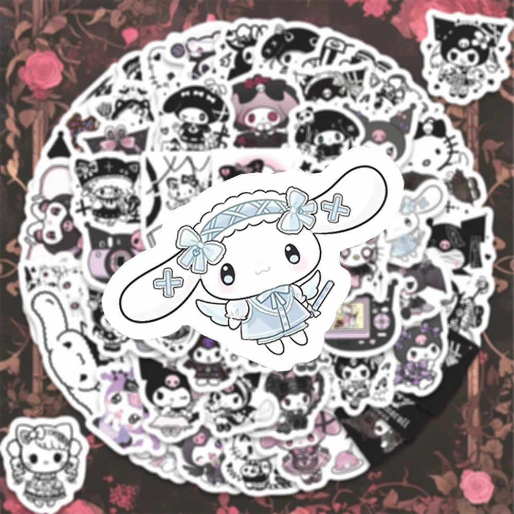 

10/30/60pcs Gothic Style Sanrio Anime Stickers Cute Kuromi Melody Cartoon Decals DIY Luggage Laptop Helmet Graffiti Sticker Gift