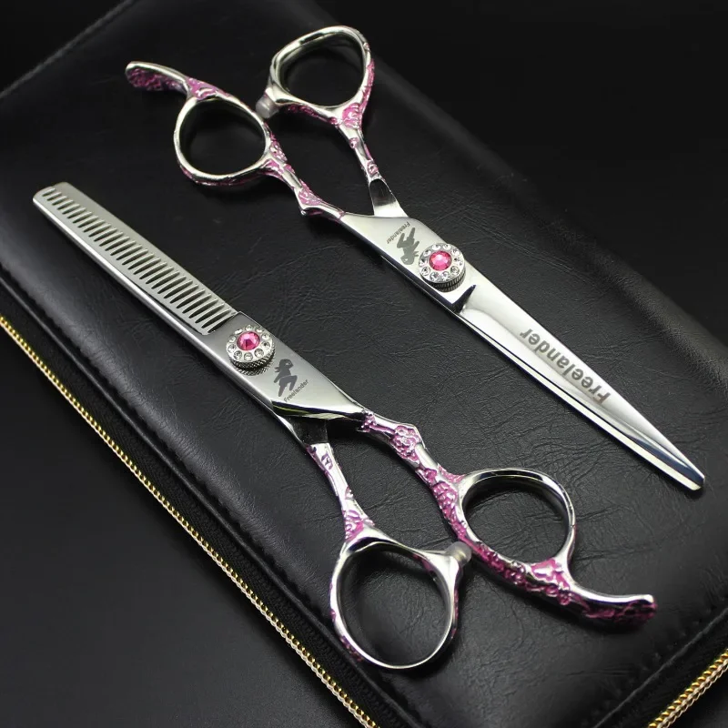 

Professional Japan 440c Steel Pink Plum 6 '' Hair Scissors Cutting Barber Cut Hair Salon Thinning Shears Hairdressing Scissors