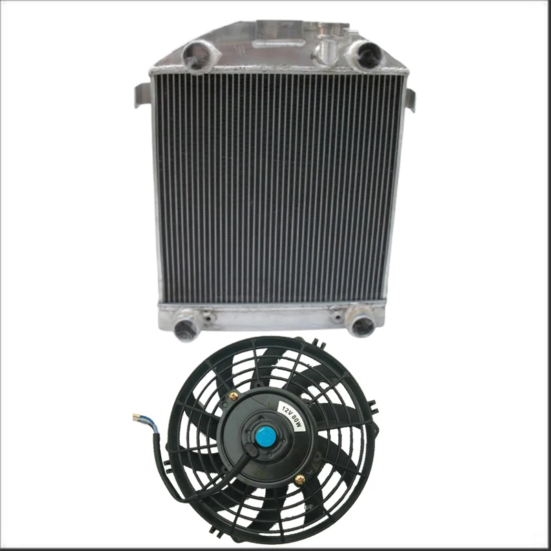 

3ROW Aluminum Radiator + Fan For 1928-1929 Ford Model A W/Flathead engine AT/MT
