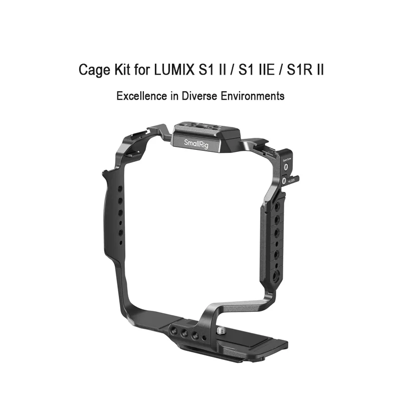 Cage SmallRig pour Panasonic LUMIX S1R II / S5 II / S5 IIX / G9 II avec poigne de batterie DMW-BG1 / DMW-BG2, plaque arca-swiss 5147