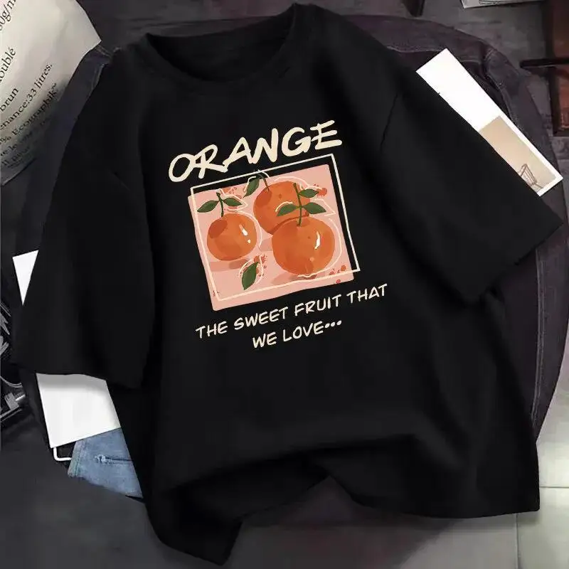 Camiseta de algodón puro de verano para mujer, de manga corta, diseño de ropa para mujer, estilo nicho, holgada, talla grande, de verano, de media manga.