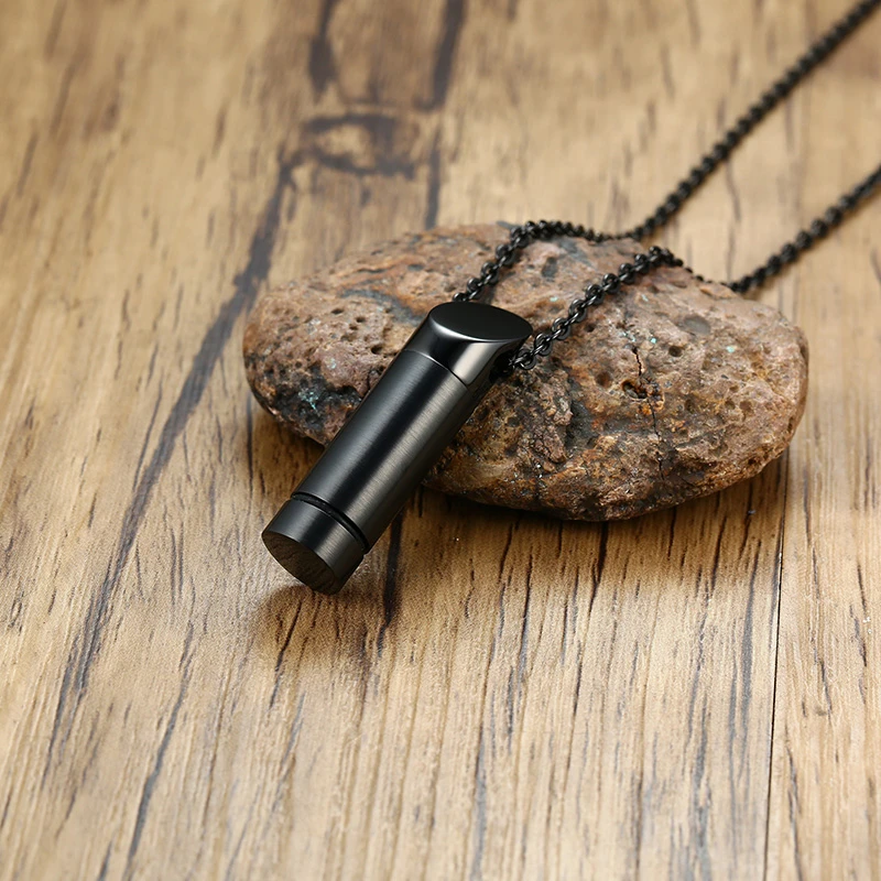 Vnox Minimalist Tube Urn Necklace for Men Women Stainless Steel Ashes Perfume Diffuser Vial Pendant Cremation Keepsake Jewelry