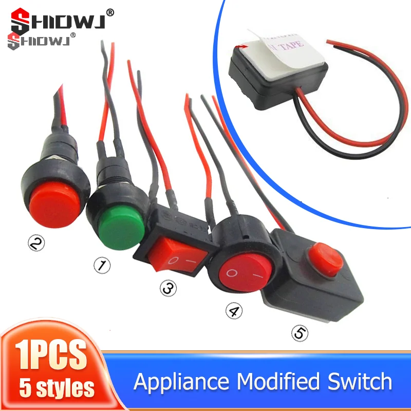 Miniinterruptor modificado de 1 piezas para coche eléctrico, interruptor pequeño para motocicleta, cableado de luces, bocina