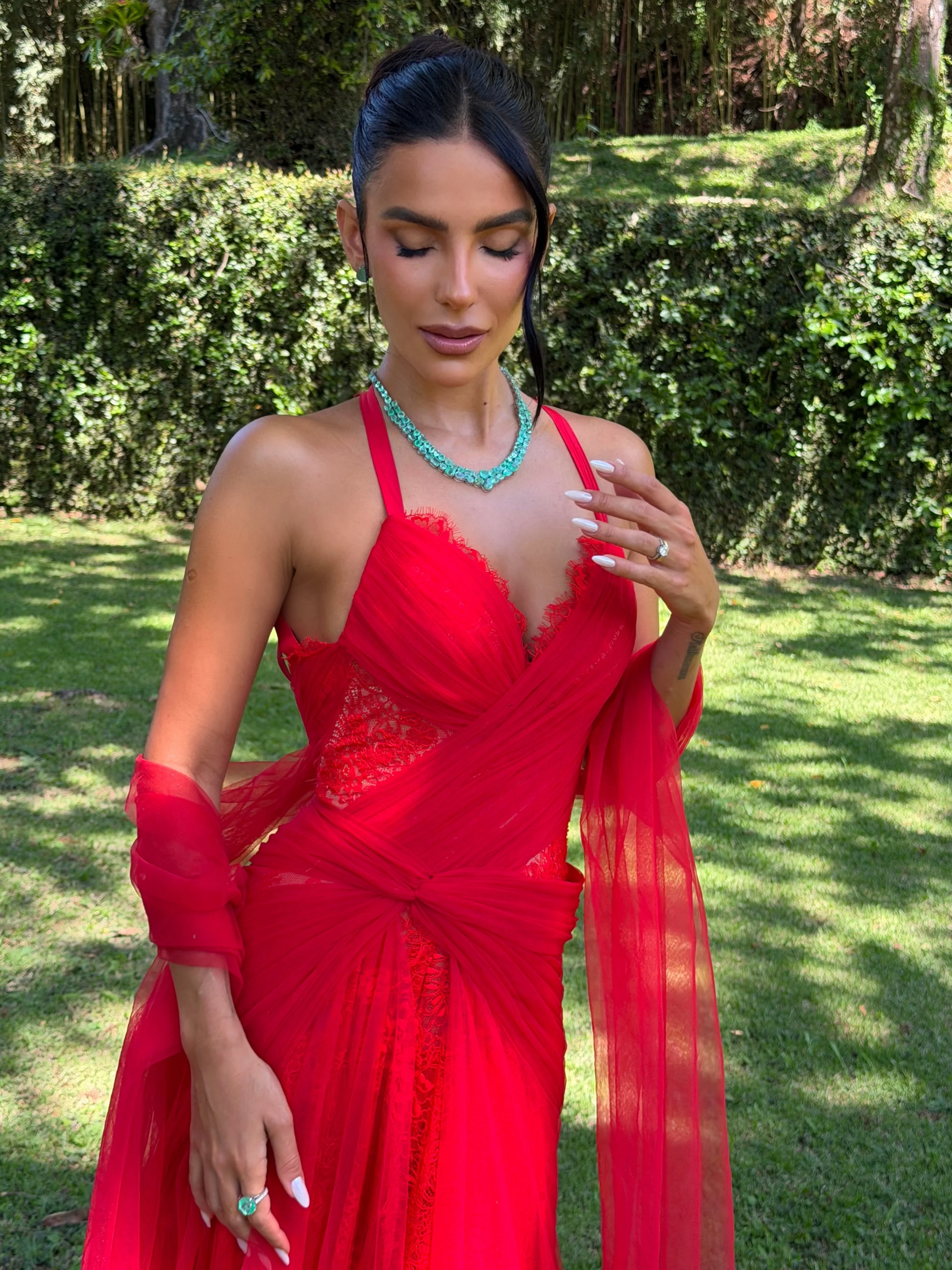 Vestido de Noite Drapeado em C - Women'S Red Formal Wear avaliação e preço