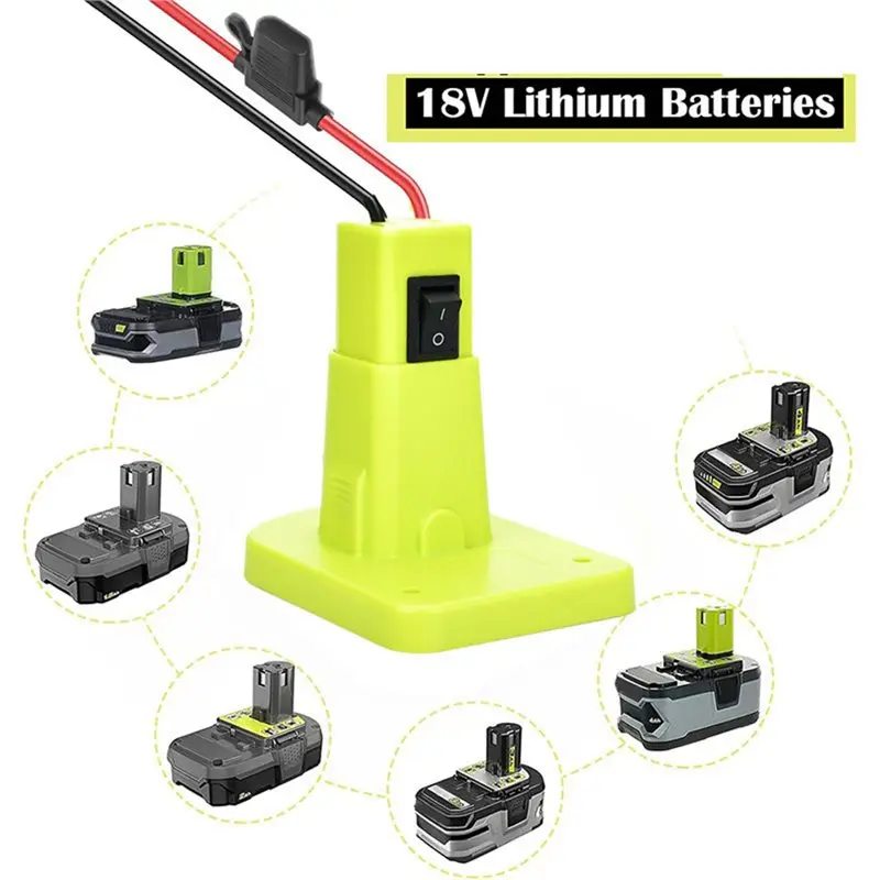 ABQU Power Wheels Battery Adapter for Ryobi 18V Battery with Fuse Switch, Step-Down Converter for 12V Devices DIY