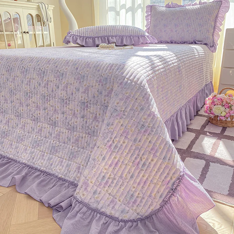 1pc Bedspread for Beds Queen/King Size Bed Cover Quilted Thicken Bedsheet Ruffles Mattress Protector cubre cama (No Pillowcase)