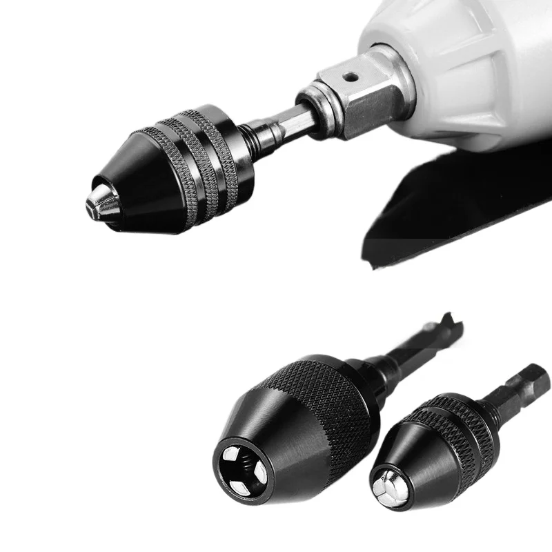 0.3-6.5mm Hex Shank 3-Jaw Keyless Drill Chuck Quick-Change Adapter Heavy-Duty Universal for Twist Drill Bit Conversion Tool