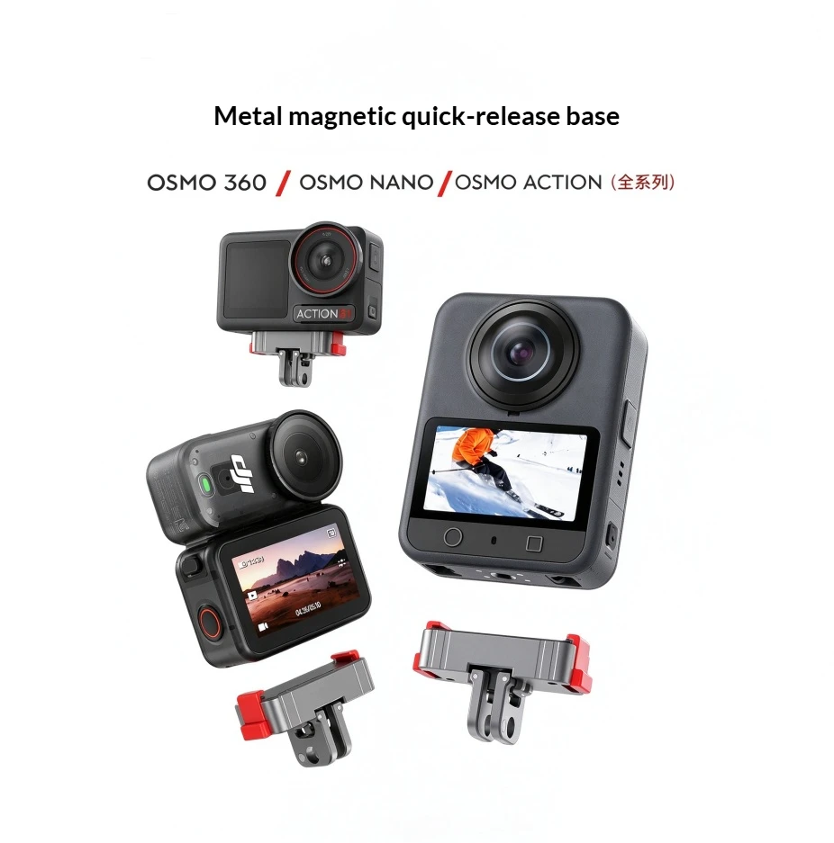 Metal Alloy Magnetic Quick Release Adapter Base For DJI Action 6 5 4 3/Nano/Osmo 360 Mount Adapter Bracket 1/4 Thread Interface